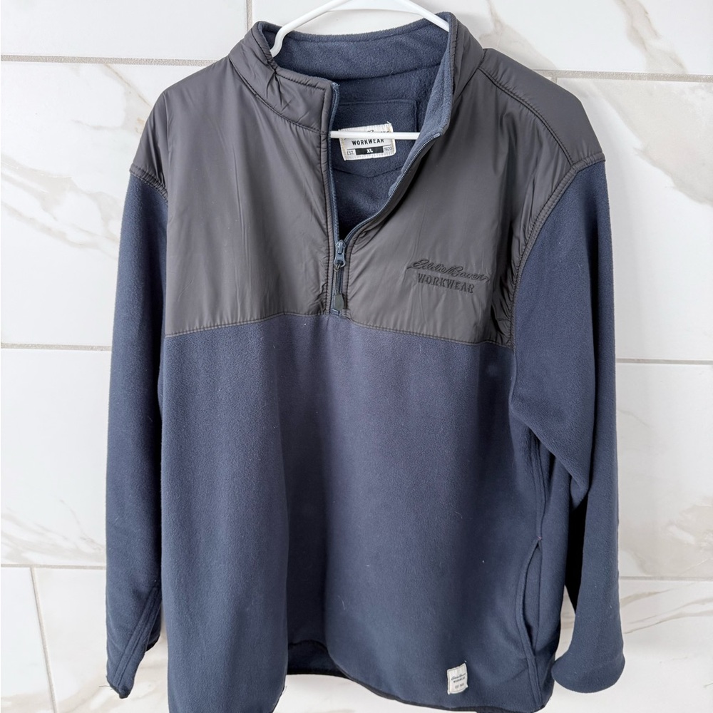 Eddie Bauer Gray and Blue Half-Zip Jacket